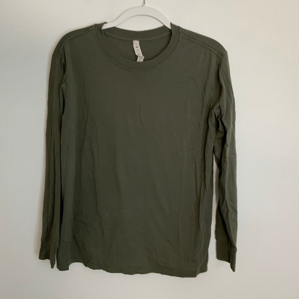 Lululemon Pima Cotton Long Sleeve Olive Green shirt size 8